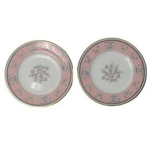 Vintage Set‎ of 2 Wedgwood PIMPERNEL PINK Bone China Bread & Butter Plates W3652